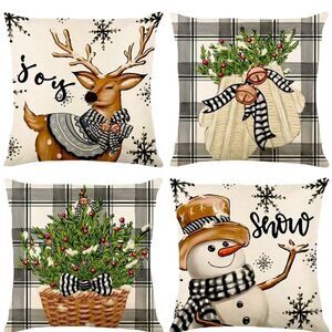 CHRISTMAS PILLOW COVERS, set of 4‎